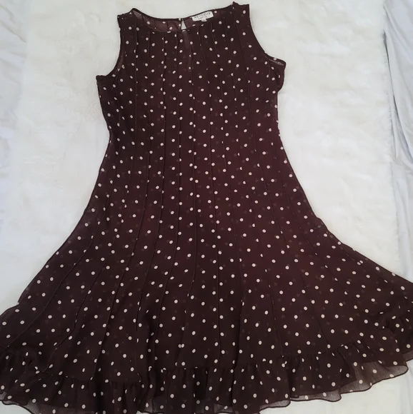 Studio I | Dresses | Studio I Petite Sleeveless Brown Polka Dot Dress |  Poshmark